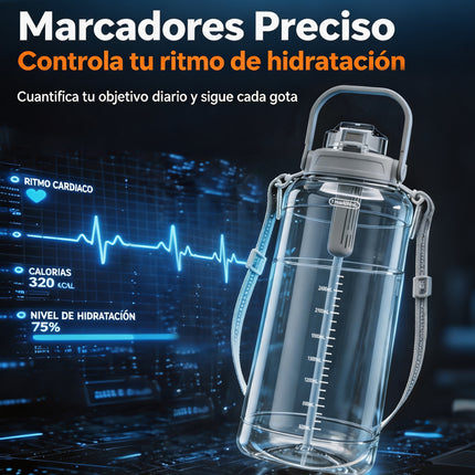 Botella Deportiva 1500Ml con Sorbete y Correa para Gimnasio y Aire Libre