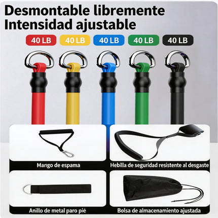 Set 14 Bandas Elásticas TPE, Ligas de Resistencia para Entrenamiento en Casa