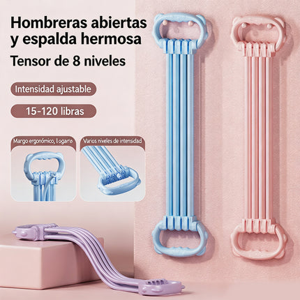 Banda Elástica Figura 8 Ajustable | Tensor Expansor para Entrenamiento Casa Espalda Hombros