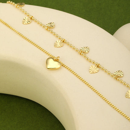 Collar Con Colgante De Corazón Brillante De Doble Capa De Lujo Leve De Moda