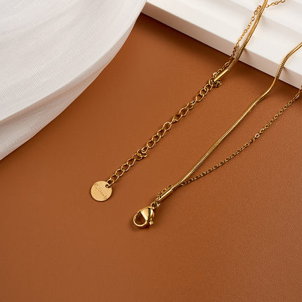 Collares De Doble Capa Collar Colgante De Corazón Chapados En Oro De 18K