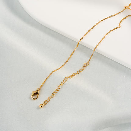 Collar Doble Capa Con Colgante Geométrico De Circonita Enchapado En Oro 14k