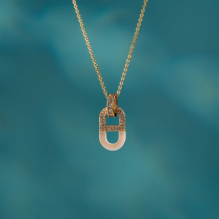 Collar En Dije Con Circon Brillante En forma de 8,Cobre Chapado En Oro 18K