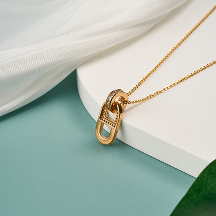 Collar En Dije Con Circon Brillante En forma de 8,Cobre Chapado En Oro 18K