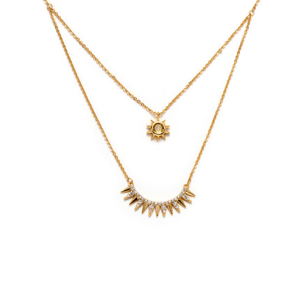 Collares Cobre De Doble Capas Con Girasol Y Rayos Solares Estilo Vintage