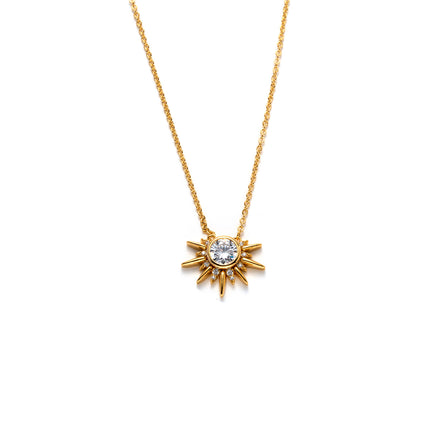 Collar De Cobre Con Baño De Oro 18K Con Dije de Sol Y Circonita