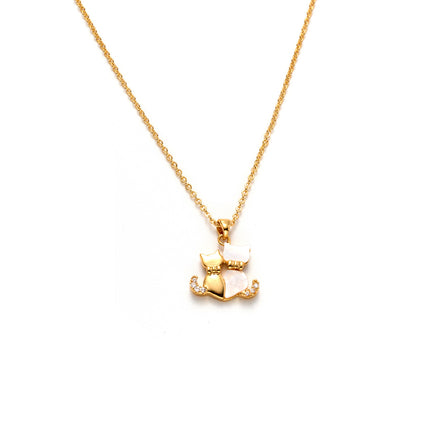 Collar Y2K Con Colgante De Dos Gatos Oro 18K, Estilo Moderno Y Adorable