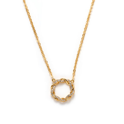 Collar Con Aro Clásico De Circonita Oro 18K, Elegante Y Versátil