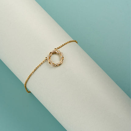 Collar Con Aro Clásico De Circonita Oro 18K, Elegante Y Versátil