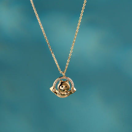 Collar Divertido Con Perrito En Nave Espacial, Colgante De 18K Para Mujer
