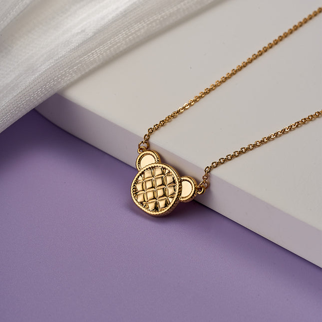 Collar De Moda Con Colgante De Osito Estilo INS, Cobre Chapado En Oro 18K