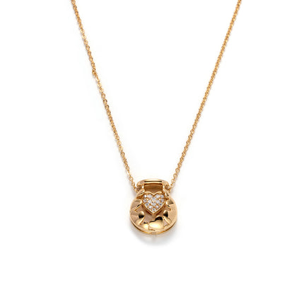 Collar Oro 18K Con Colgante De Corazón Con Circonitas En Botella