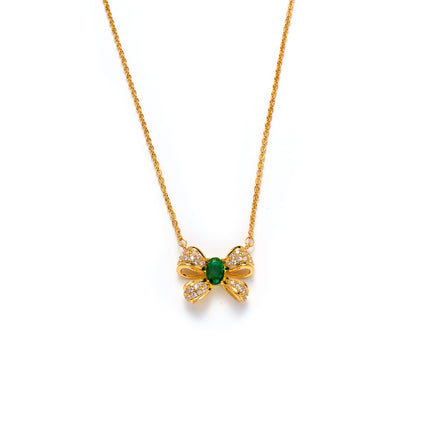 Collar De Mariposa Con Circonitas En Forma De Gota Verde, Chapado En 18K