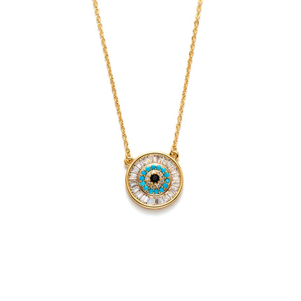 Collar De 18K Bohemio De Placa Redonda Con Colores Diseño Elegante