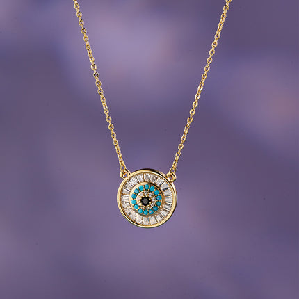 Collar De 18K Bohemio De Placa Redonda Con Colores Diseño Elegante