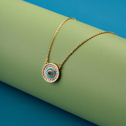 Collar De 18K Bohemio De Placa Redonda Con Colores Diseño Elegante