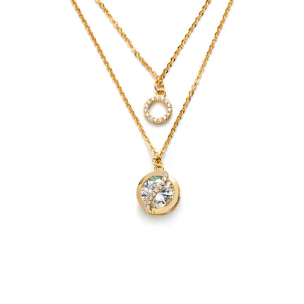 Collar De Capas Cobre Chapado En Oro 14K Con Colgantes De circonitas