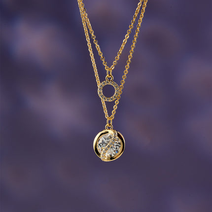 Collar De Capas Cobre Chapado En Oro 14K Con Colgantes De circonitas
