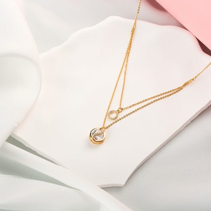 Collar De Capas Cobre Chapado En Oro 14K Con Colgantes De circonitas