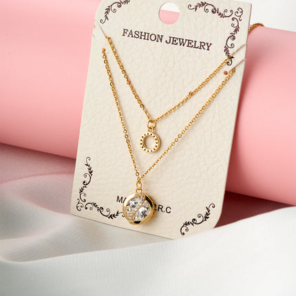 Collar De Capas Cobre Chapado En Oro 14K Con Colgantes De circonitas