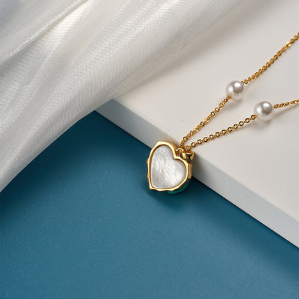 Collar De Corazón De Cobre 18K Con Rosa Dorada y Zirconia Elegante