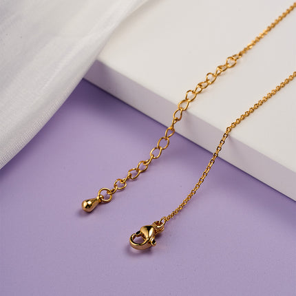 Collar De Cobre Oro 18K Con Dije De Gota De Agua Y Diamantes Brillantes