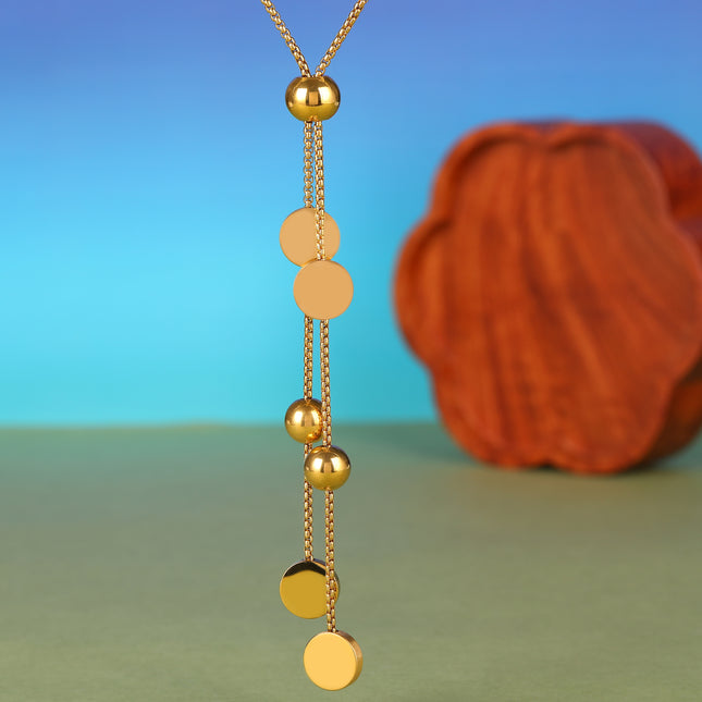 Collar Exquisito De Tipo Corbata Versátil De Acero Inoxidable Con Borla Redonda De Moda