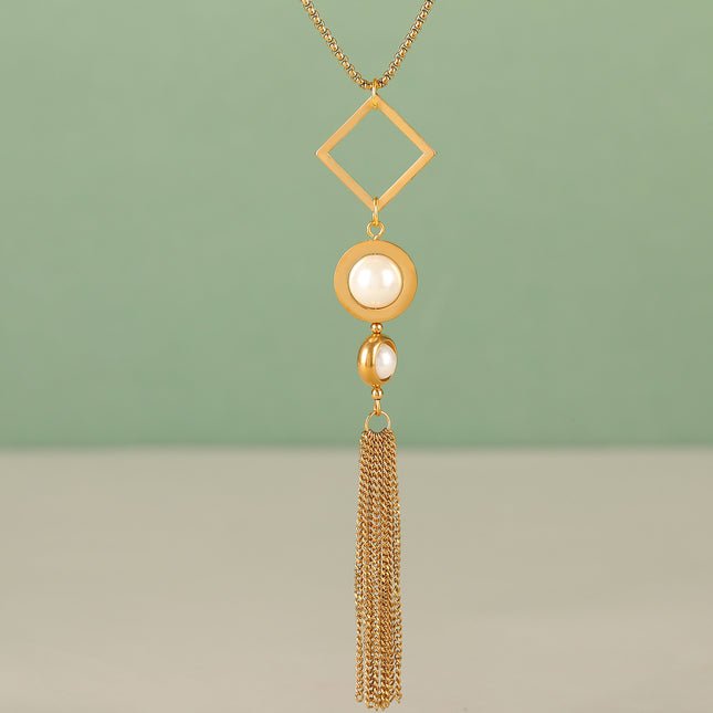 Collar De Tipo Corbata De Moda De Acero Inoxidable Clásico De Anillo Cuadrado Versátil