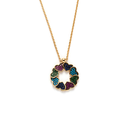 Collar De Cobre 18K Con Dije De Corazones De Colores, Romántico y Moderno