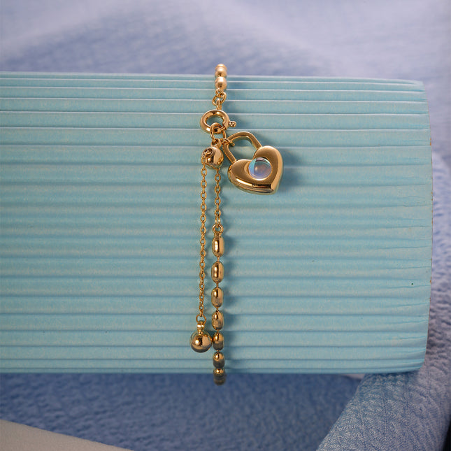 Pulsera De Cobre Con Colgante De Corazón Con Cerradura Y Zirconia