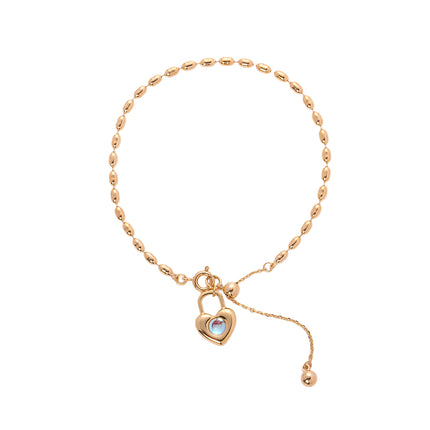 Pulsera De Cobre Con Colgante De Corazón Con Cerradura Y Zirconia
