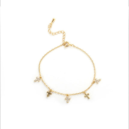 Pulsera De Cobre Con Colgante De Cruz En Dos Estilo Minimalista