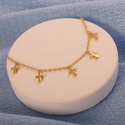 Pulsera De Cobre Con Colgante De Cruz En Dos Estilo Minimalista