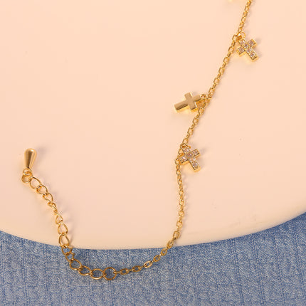 Pulsera De Cobre Con Colgante De Cruz En Dos Estilo Minimalista