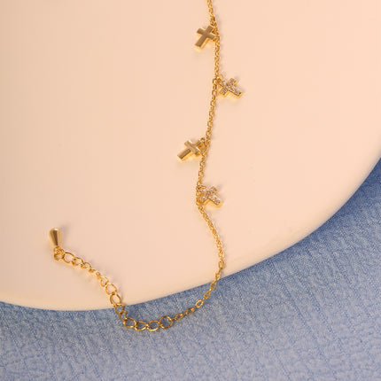 Pulsera De Cobre Con Colgante De Cruz En Dos Estilo Minimalista