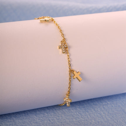 Pulsera De Cobre Con Colgante De Cruz En Dos Estilo Minimalista