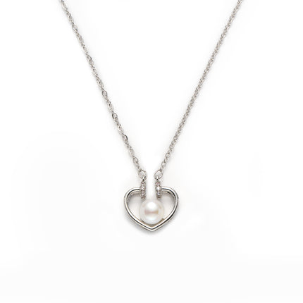 Collar De Corazón Cobre Baño de Oro 14K Con Perla En El Centro