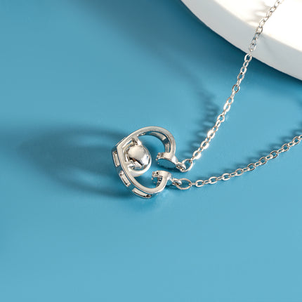 Collar De Corazón Cobre Baño de Oro 14K Con Perla En El Centro