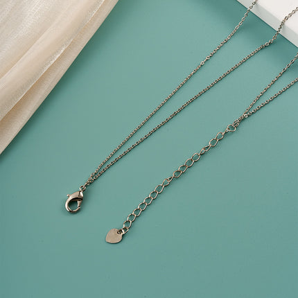 Collar Cobre De Doble Capa Con Colgante Rectangular Y Largo Con Circonitas