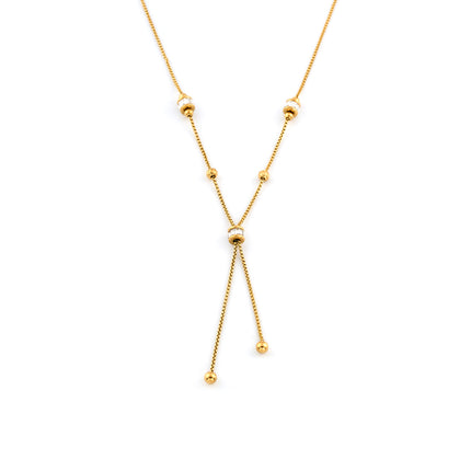 Collar De Clavícula Con Cuentas De Suerte, Acero De Titanio Y Oro 18K