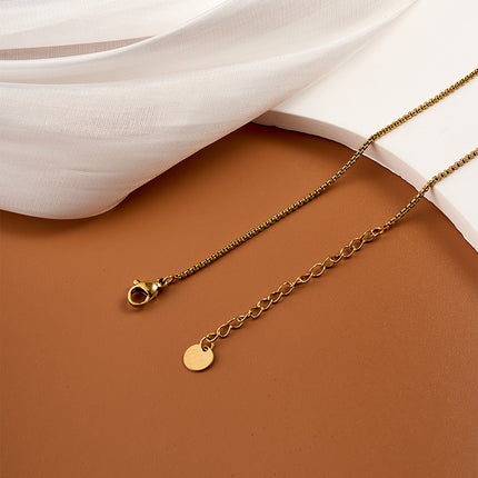 Collar De Clavícula Con Cuentas De Suerte, Acero De Titanio Y Oro 18K