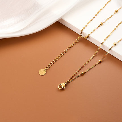 Collar De Dos Capas Oro De 18K Con Colgante De Corazón, Estilo simple
