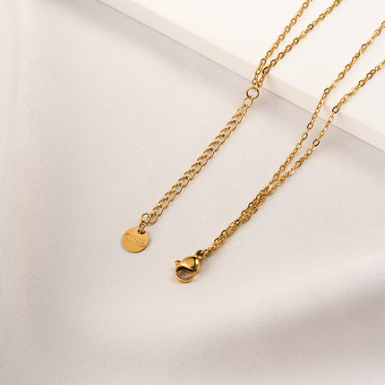Collar De Corazón Doble Capa Acero Titanio Chapado En Oro De 18k Dulce