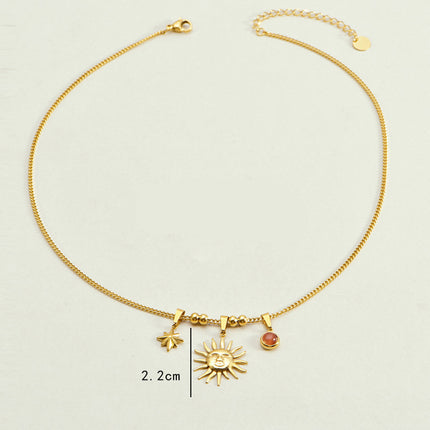 Collar De Acero Titanio Colgante De Sol Estrella Para Mujeres