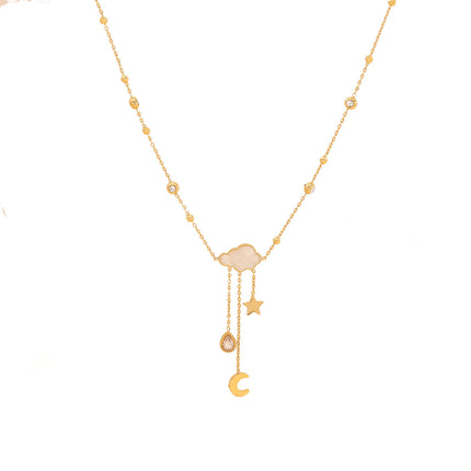 Collar Con Colgante Nube Blanco Con Concha Con Diseño De Estrella Y Luna
