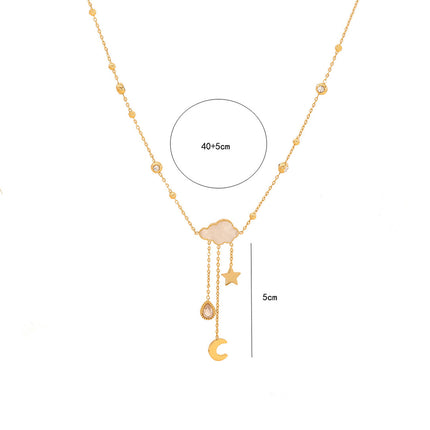 Collar Con Colgante Nube Blanco Con Concha Con Diseño De Estrella Y Luna