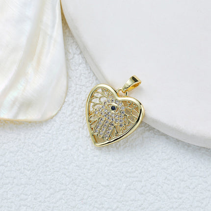 4pcs Set Colgantes De Cobre Chapado En Oro Con Corazón Para Collar