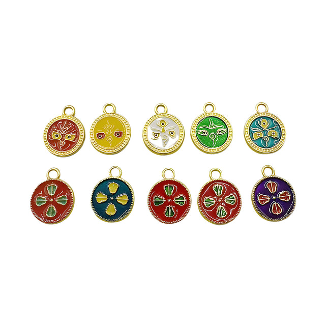 5pcs Kit Colgantes En Esmalte Aleación Con Diseño De Dios De La Fortuna