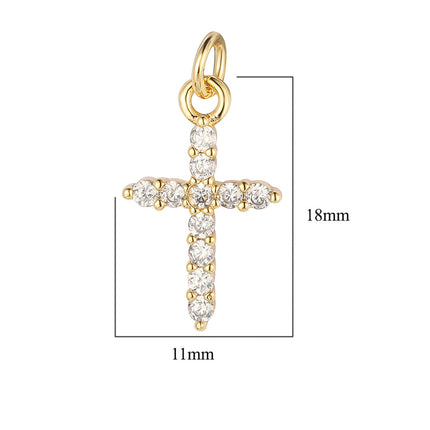 4PCS Set Colgantes De Cobre Con Zirconia: Corona, Luna, Cruz, Triángulo
