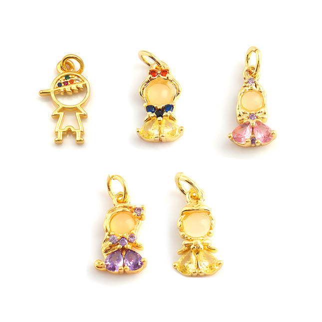 5PCS Set Colgantes De Cobre Diseños Elegantes De Figuras Humanas